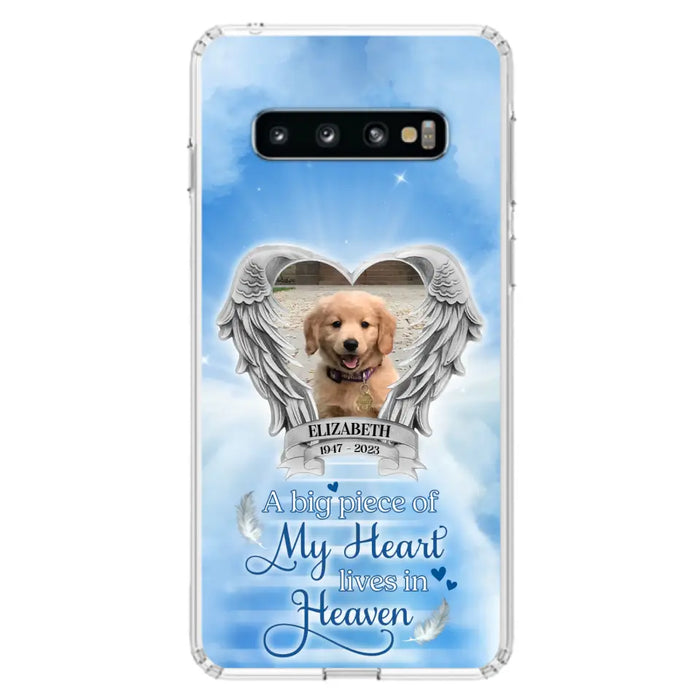 Custom Personalized Memorial Phone Case - Upload Photo - Memorial Gift Idea For Family Member/ Pet Owner - A Big Piece Of My Heart Lives In Heaven - Case For iPhone And Samsung