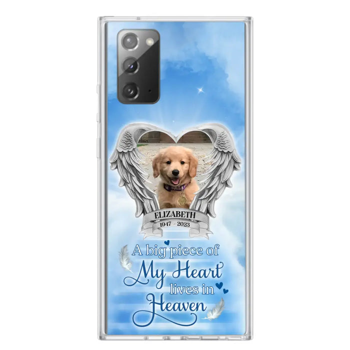 Custom Personalized Memorial Phone Case - Upload Photo - Memorial Gift Idea For Family Member/ Pet Owner - A Big Piece Of My Heart Lives In Heaven - Case For iPhone And Samsung