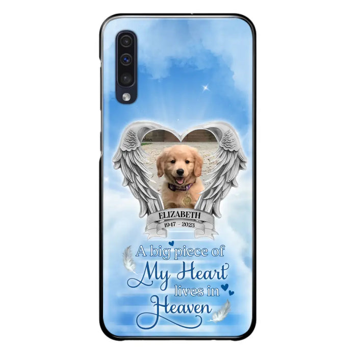 Custom Personalized Memorial Phone Case - Upload Photo - Memorial Gift Idea For Family Member/ Pet Owner - A Big Piece Of My Heart Lives In Heaven - Case For iPhone And Samsung