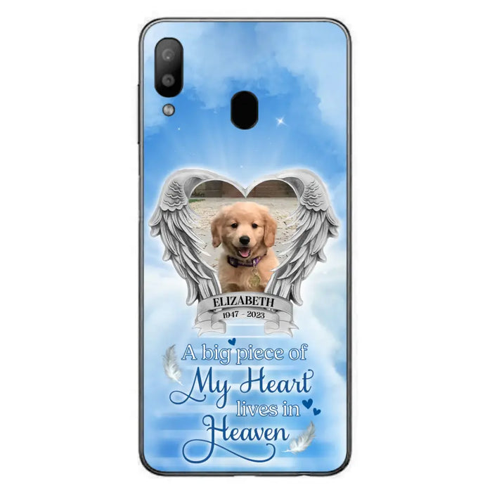 Custom Personalized Memorial Phone Case - Upload Photo - Memorial Gift Idea For Family Member/ Pet Owner - A Big Piece Of My Heart Lives In Heaven - Case For iPhone And Samsung