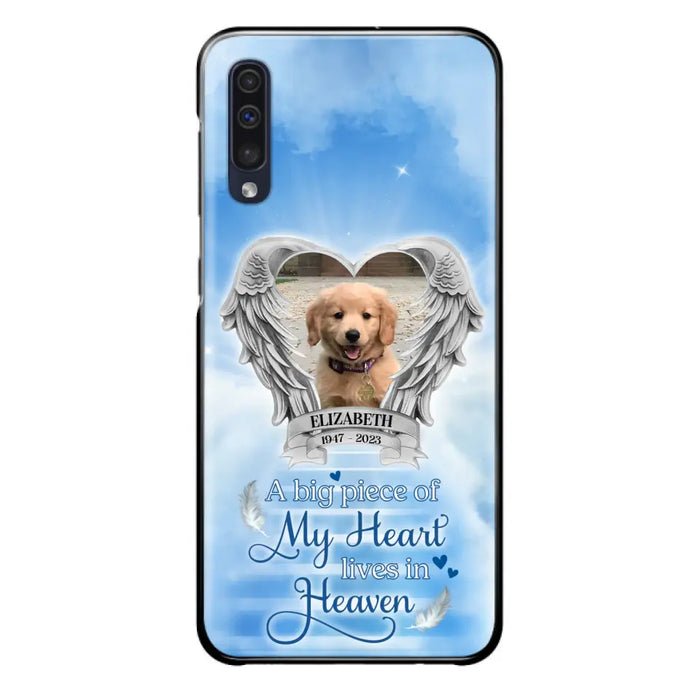 Custom Personalized Memorial Phone Case - Upload Photo - Memorial Gift Idea For Family Member/ Pet Owner - A Big Piece Of My Heart Lives In Heaven - Case For iPhone And Samsung