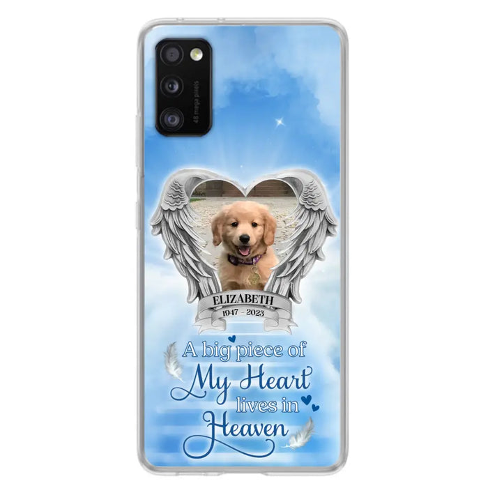 Custom Personalized Memorial Phone Case - Upload Photo - Memorial Gift Idea For Family Member/ Pet Owner - A Big Piece Of My Heart Lives In Heaven - Case For iPhone And Samsung