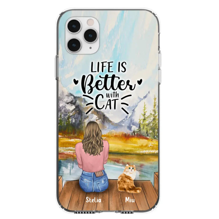 Custom Personalized Cat Mom Phone Case - Gifts For Cat Lovers With Upto 4 Cats - Home Is Where The Paws Are - Case For iPhone, Samsung And Xiaomi