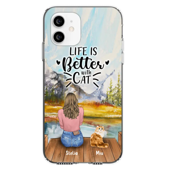 Custom Personalized Cat Mom Phone Case - Gifts For Cat Lovers With Upto 4 Cats - Home Is Where The Paws Are - Case For iPhone, Samsung And Xiaomi