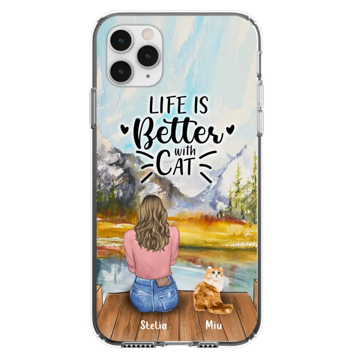 Custom Personalized Cat Mom Phone Case - Gifts For Cat Lovers With Upto 4 Cats - Home Is Where The Paws Are - Case For iPhone, Samsung And Xiaomi