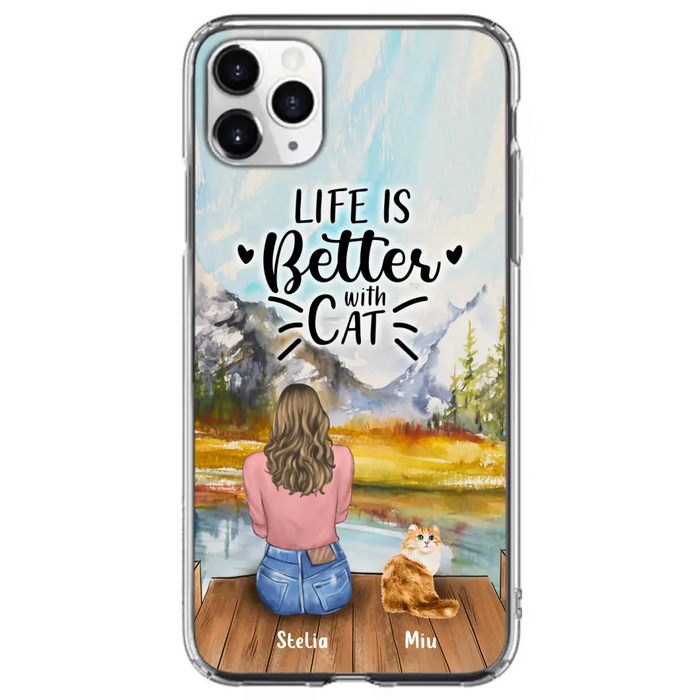 Custom Personalized Cat Mom Phone Case - Gifts For Cat Lovers With Upto 4 Cats - Home Is Where The Paws Are - Case For iPhone, Samsung And Xiaomi