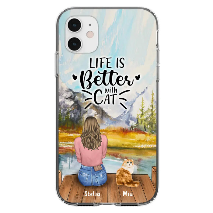 Custom Personalized Cat Mom Phone Case - Gifts For Cat Lovers With Upto 4 Cats - Home Is Where The Paws Are - Case For iPhone, Samsung And Xiaomi