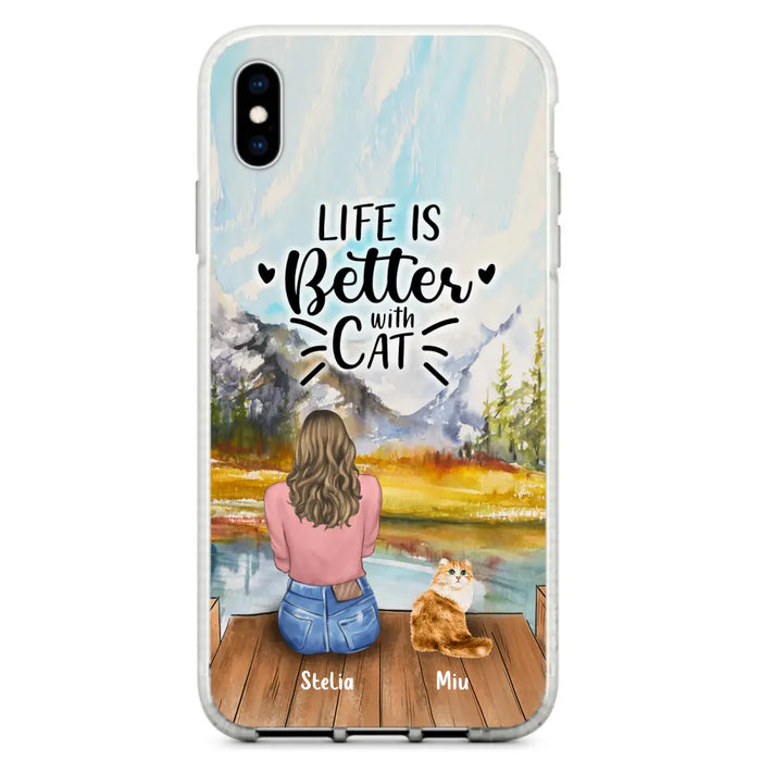 Custom Personalized Cat Mom Phone Case - Gifts For Cat Lovers With Upto 4 Cats - Home Is Where The Paws Are - Case For iPhone, Samsung And Xiaomi