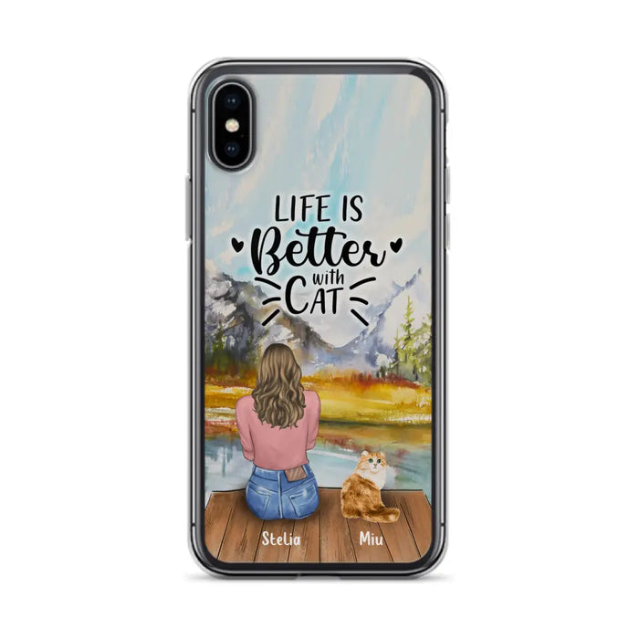 Custom Personalized Cat Mom Phone Case - Gifts For Cat Lovers With Upto 4 Cats - Home Is Where The Paws Are - Case For iPhone, Samsung And Xiaomi