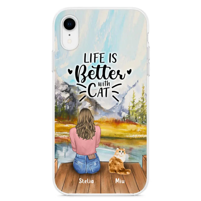 Custom Personalized Cat Mom Phone Case - Gifts For Cat Lovers With Upto 4 Cats - Home Is Where The Paws Are - Case For iPhone, Samsung And Xiaomi