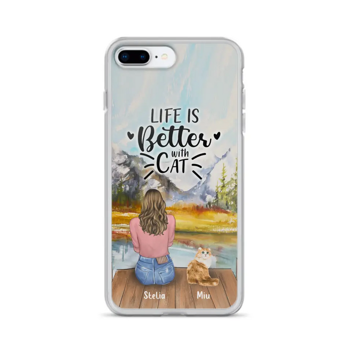 Custom Personalized Cat Mom Phone Case - Gifts For Cat Lovers With Upto 4 Cats - Home Is Where The Paws Are - Case For iPhone, Samsung And Xiaomi