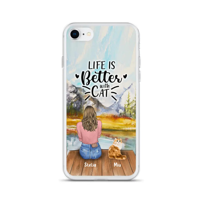 Custom Personalized Cat Mom Phone Case - Gifts For Cat Lovers With Upto 4 Cats - Home Is Where The Paws Are - Case For iPhone, Samsung And Xiaomi