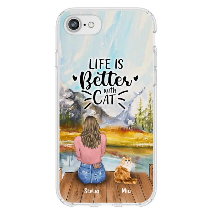 Custom Personalized Cat Mom Phone Case - Gifts For Cat Lovers With Upto 4 Cats - Home Is Where The Paws Are - Case For iPhone, Samsung And Xiaomi