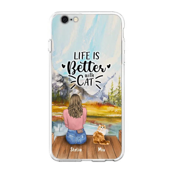 Custom Personalized Cat Mom Phone Case - Gifts For Cat Lovers With Upto 4 Cats - Home Is Where The Paws Are - Case For iPhone, Samsung And Xiaomi