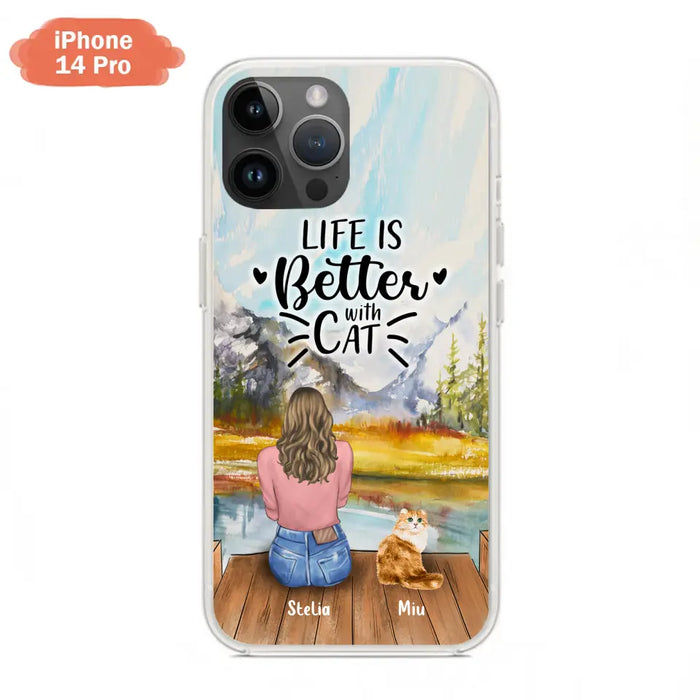 Custom Personalized Cat Mom Phone Case - Gifts For Cat Lovers With Upto 4 Cats - Home Is Where The Paws Are - Case For iPhone, Samsung And Xiaomi