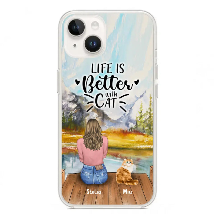 Custom Personalized Cat Mom Phone Case - Gifts For Cat Lovers With Upto 4 Cats - Home Is Where The Paws Are - Case For iPhone, Samsung And Xiaomi