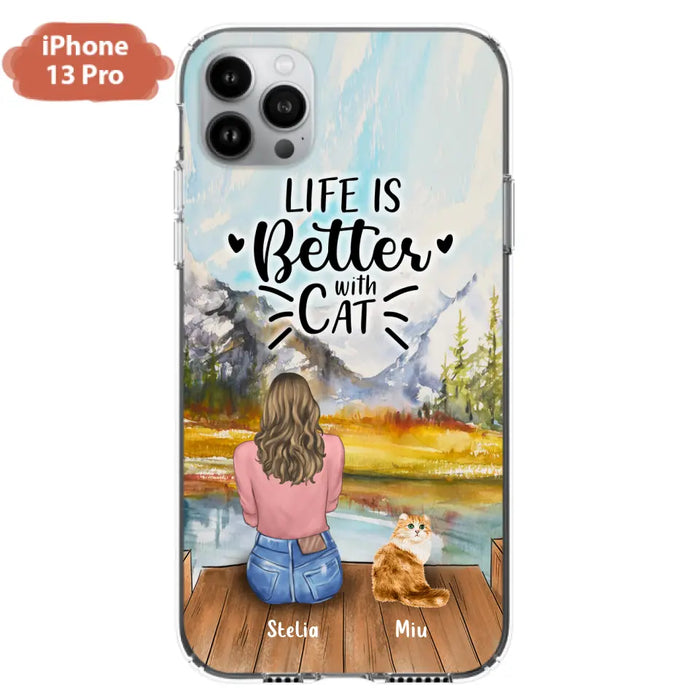 Custom Personalized Cat Mom Phone Case - Gifts For Cat Lovers With Upto 4 Cats - Home Is Where The Paws Are - Case For iPhone, Samsung And Xiaomi