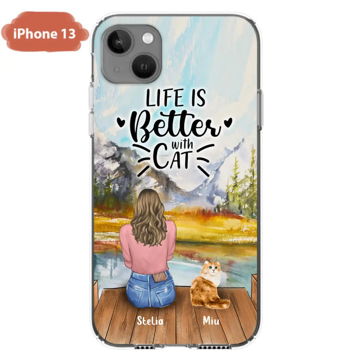 Custom Personalized Cat Mom Phone Case - Gifts For Cat Lovers With Upto 4 Cats - Home Is Where The Paws Are - Case For iPhone, Samsung And Xiaomi