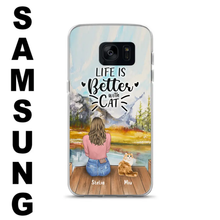 Custom Personalized Cat Mom Phone Case - Gifts For Cat Lovers With Upto 4 Cats - Home Is Where The Paws Are - Case For iPhone, Samsung And Xiaomi