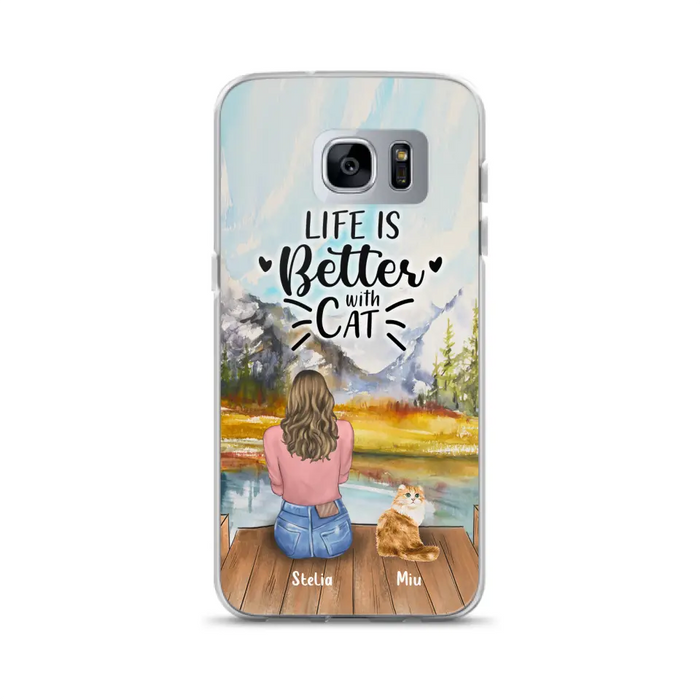 Custom Personalized Cat Mom Phone Case - Gifts For Cat Lovers With Upto 4 Cats - Home Is Where The Paws Are - Case For iPhone, Samsung And Xiaomi