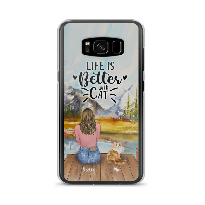 Custom Personalized Cat Mom Phone Case - Gifts For Cat Lovers With Upto 4 Cats - Home Is Where The Paws Are - Case For iPhone, Samsung And Xiaomi