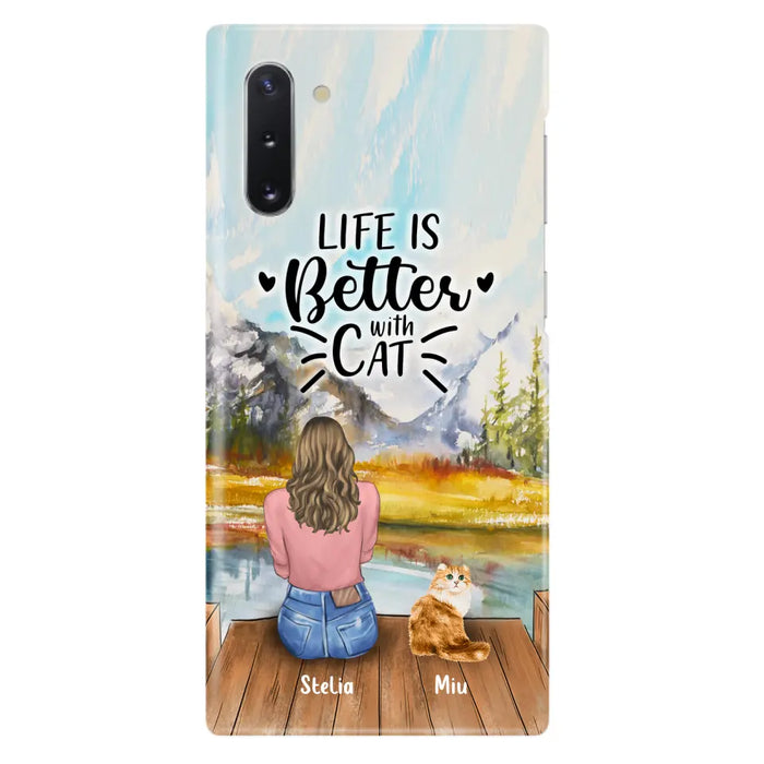 Custom Personalized Cat Mom Phone Case - Gifts For Cat Lovers With Upto 4 Cats - Home Is Where The Paws Are - Case For iPhone, Samsung And Xiaomi