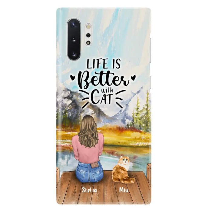 Custom Personalized Cat Mom Phone Case - Gifts For Cat Lovers With Upto 4 Cats - Home Is Where The Paws Are - Case For iPhone, Samsung And Xiaomi