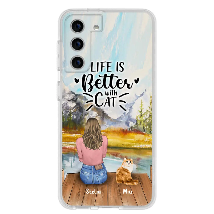 Custom Personalized Cat Mom Phone Case - Gifts For Cat Lovers With Upto 4 Cats - Home Is Where The Paws Are - Case For iPhone, Samsung And Xiaomi