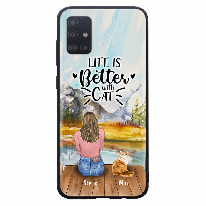 Custom Personalized Cat Mom Phone Case - Gifts For Cat Lovers With Upto 4 Cats - Home Is Where The Paws Are - Case For iPhone, Samsung And Xiaomi