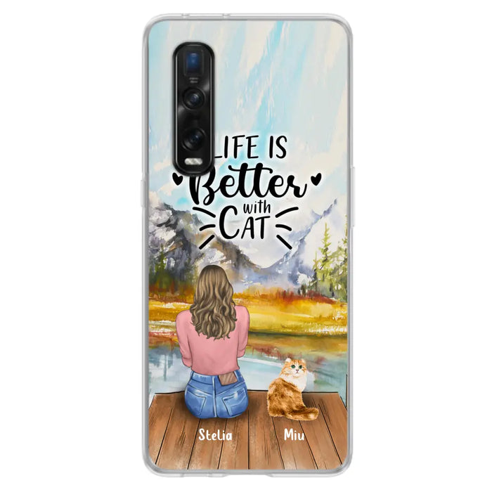 Custom Personalized Cat Mom Phone Case - Gifts For Cat Lovers With Upto 4 Cats - Home Is Where The Paws Are - Case For Oppo, Huawei, Xiaomi, Google Pixel