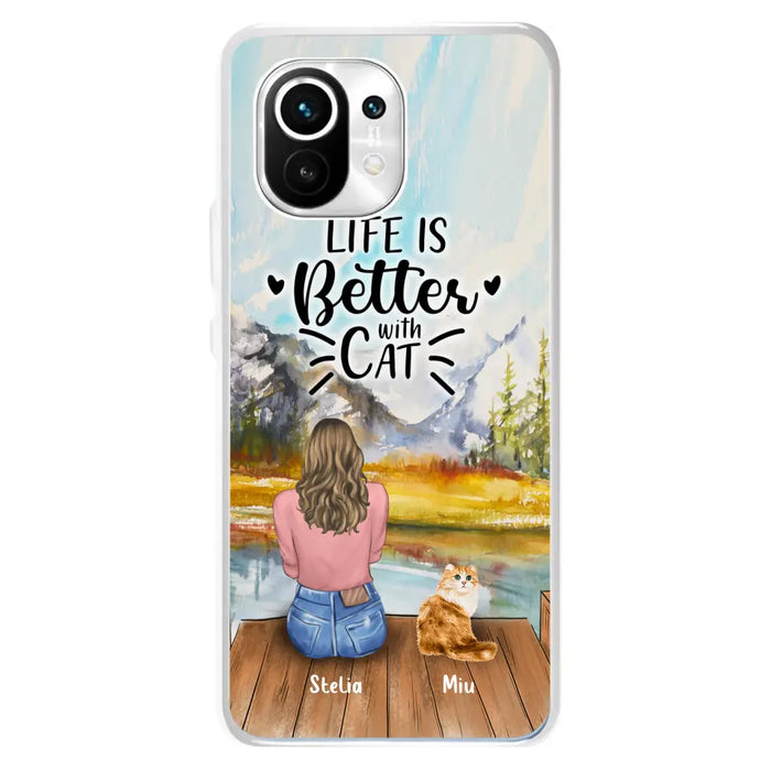 Custom Personalized Cat Mom Phone Case - Gifts For Cat Lovers With Upto 4 Cats - Home Is Where The Paws Are - Case For Oppo, Huawei, Xiaomi, Google Pixel