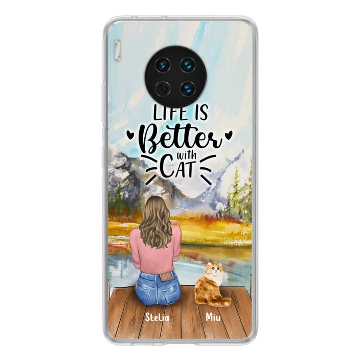 Custom Personalized Cat Mom Phone Case - Gifts For Cat Lovers With Upto 4 Cats - Home Is Where The Paws Are - Case For Oppo, Huawei, Xiaomi, Google Pixel