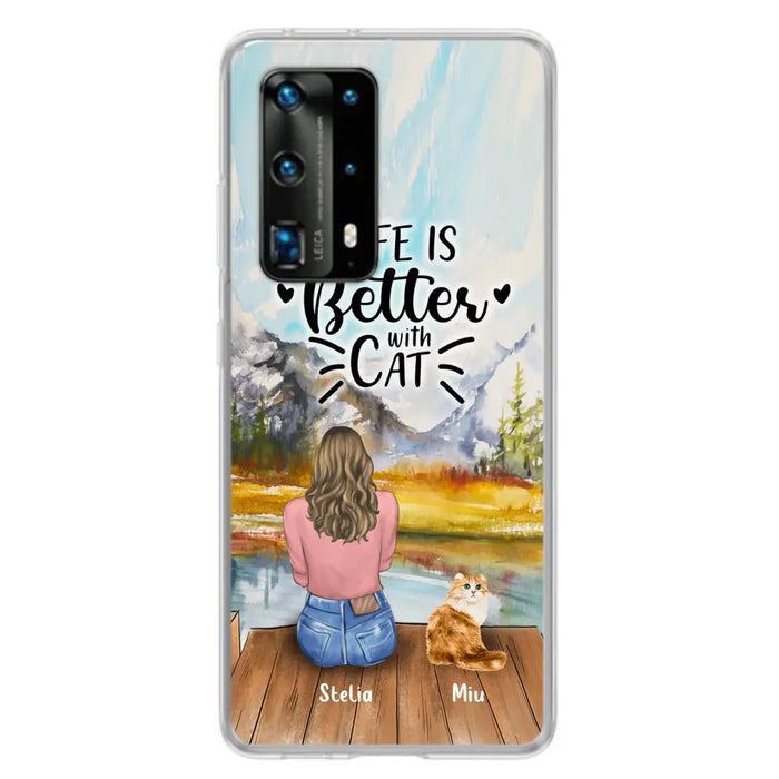 Custom Personalized Cat Mom Phone Case - Gifts For Cat Lovers With Upto 4 Cats - Home Is Where The Paws Are - Case For Oppo, Huawei, Xiaomi, Google Pixel