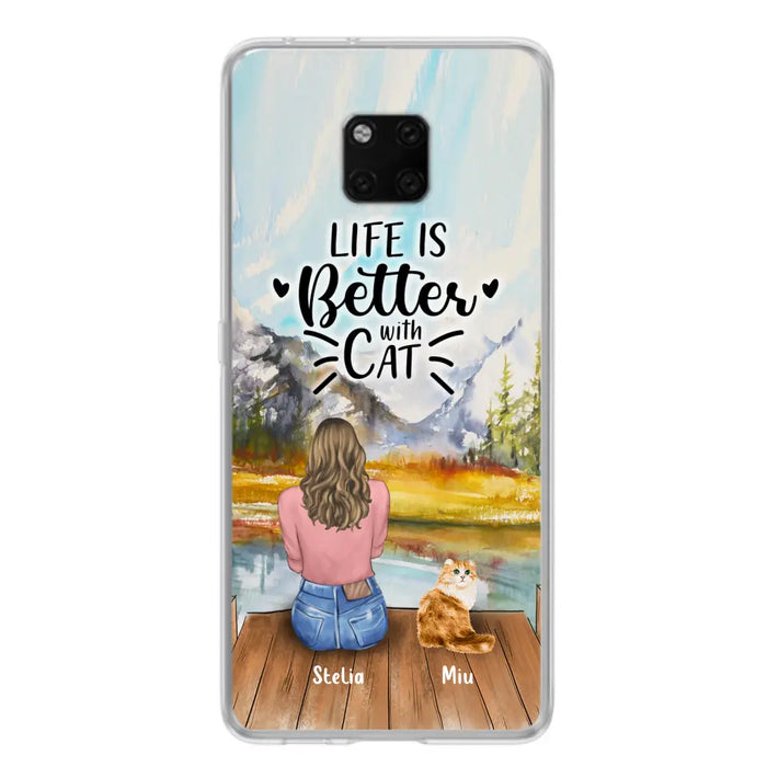 Custom Personalized Cat Mom Phone Case - Gifts For Cat Lovers With Upto 4 Cats - Home Is Where The Paws Are - Case For Oppo, Huawei, Xiaomi, Google Pixel