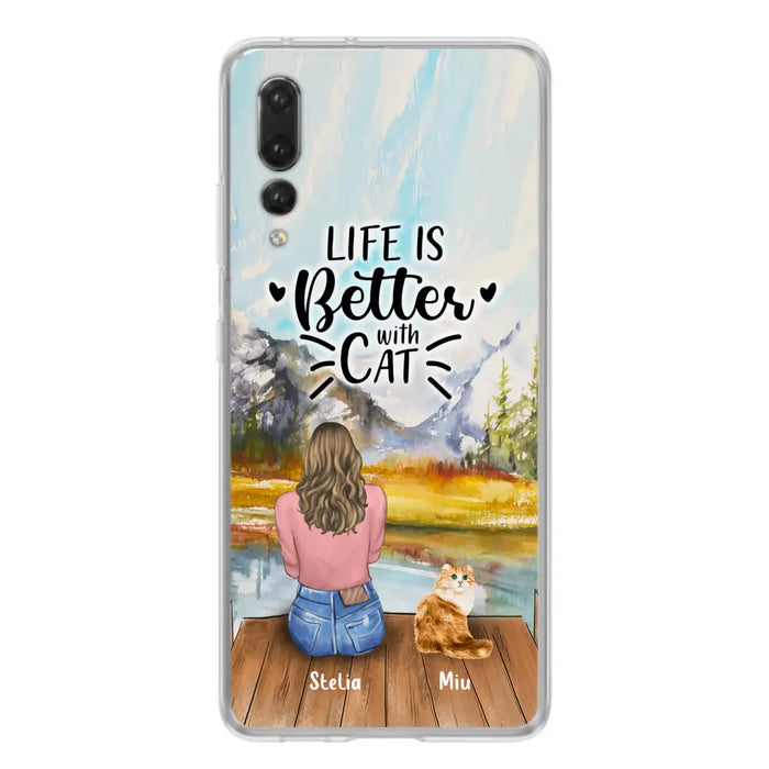 Custom Personalized Cat Mom Phone Case - Gifts For Cat Lovers With Upto 4 Cats - Home Is Where The Paws Are - Case For Oppo, Huawei, Xiaomi, Google Pixel