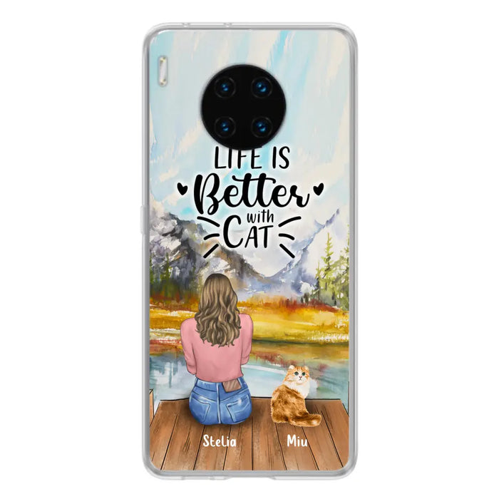 Custom Personalized Cat Mom Phone Case - Gifts For Cat Lovers With Upto 4 Cats - Home Is Where The Paws Are - Case For Oppo, Huawei, Xiaomi, Google Pixel