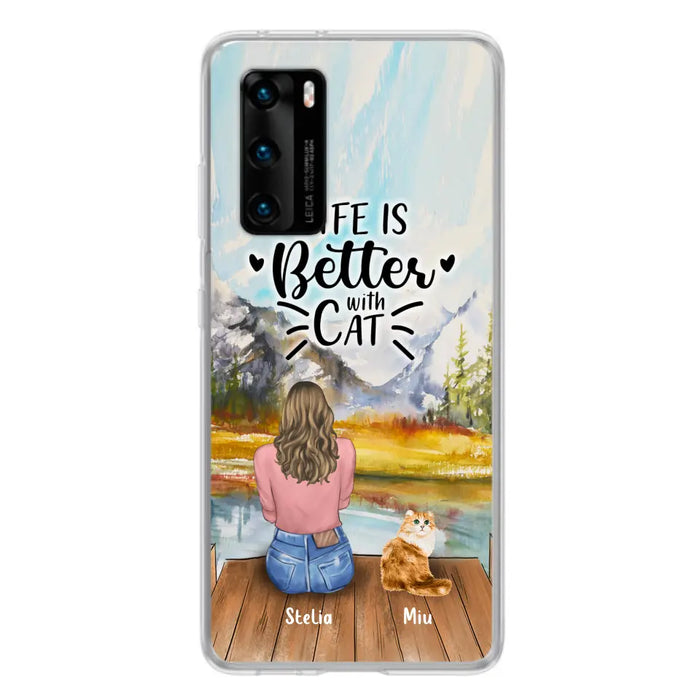 Custom Personalized Cat Mom Phone Case - Gifts For Cat Lovers With Upto 4 Cats - Home Is Where The Paws Are - Case For Oppo, Huawei, Xiaomi, Google Pixel