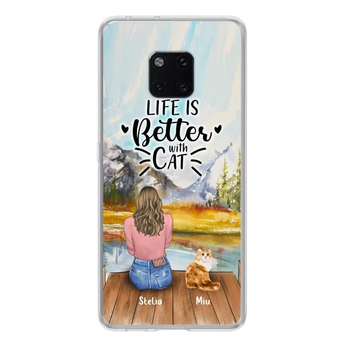 Custom Personalized Cat Mom Phone Case - Gifts For Cat Lovers With Upto 4 Cats - Home Is Where The Paws Are - Case For Oppo, Huawei, Xiaomi, Google Pixel