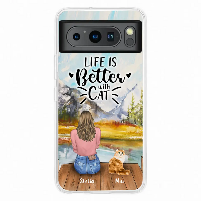 Custom Personalized Cat Mom Phone Case - Gifts For Cat Lovers With Upto 4 Cats - Home Is Where The Paws Are - Case For Oppo, Huawei, Xiaomi, Google Pixel