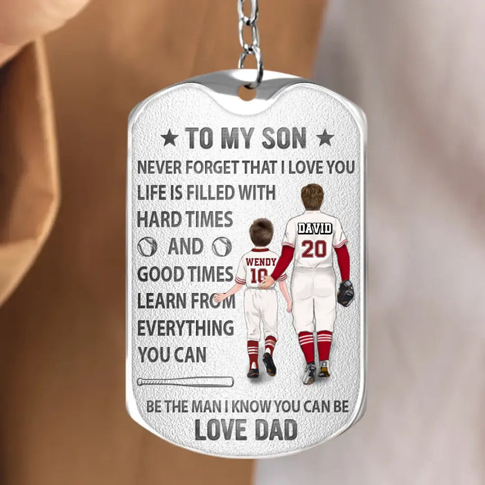 Custom Personalized To My Son Aluminum Keychain - Gift Idea For Son/Father's Day - Never Forget That I Love You