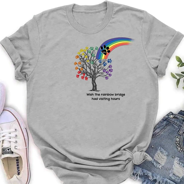 Custom Personalized Memorial Dog Shirt/ Hoodie - Memorial Gift Idea For Dog Lover - Wish The Rainbow Bridge Had Visiting Hours