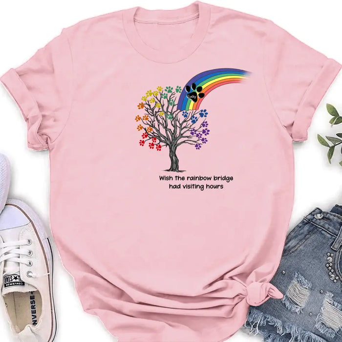 Custom Personalized Memorial Dog Shirt/ Hoodie - Memorial Gift Idea For Dog Lover - Wish The Rainbow Bridge Had Visiting Hours