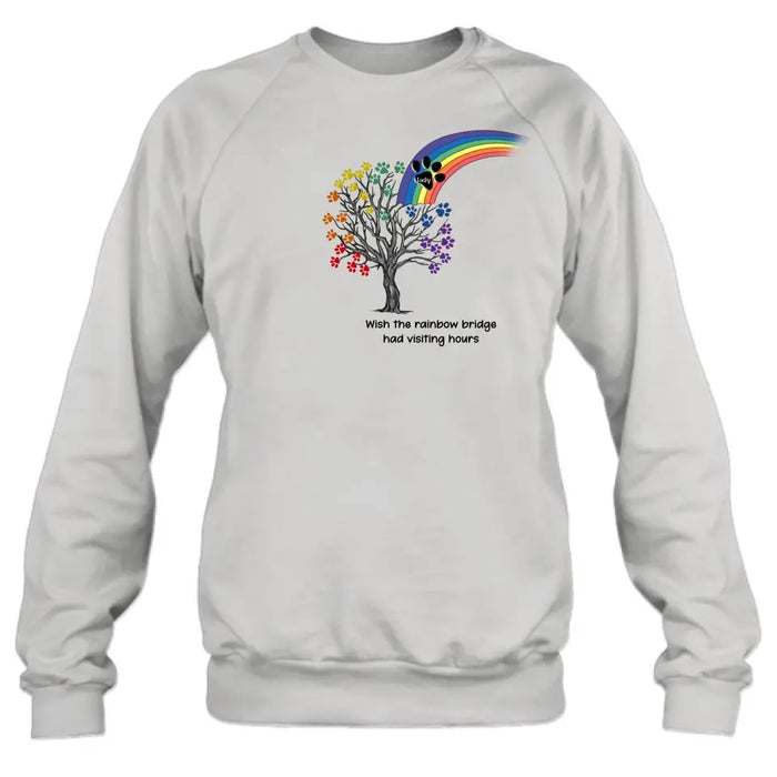 Custom Personalized Memorial Dog Shirt/ Hoodie - Memorial Gift Idea For Dog Lover - Wish The Rainbow Bridge Had Visiting Hours