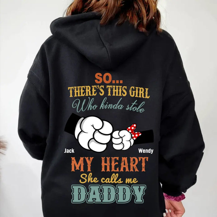 Custom Personalized Dad/Kid T-shirt/ Hoodie - Dad with up to 4 Kids - Father's Day Gift Idea -So There's This Girl Who Kinda Stole My Heart