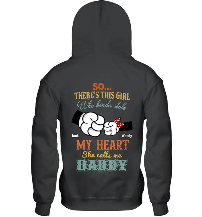 Custom Personalized Dad/Kid T-shirt/ Hoodie - Dad with up to 4 Kids - Father's Day Gift Idea -So There's This Girl Who Kinda Stole My Heart