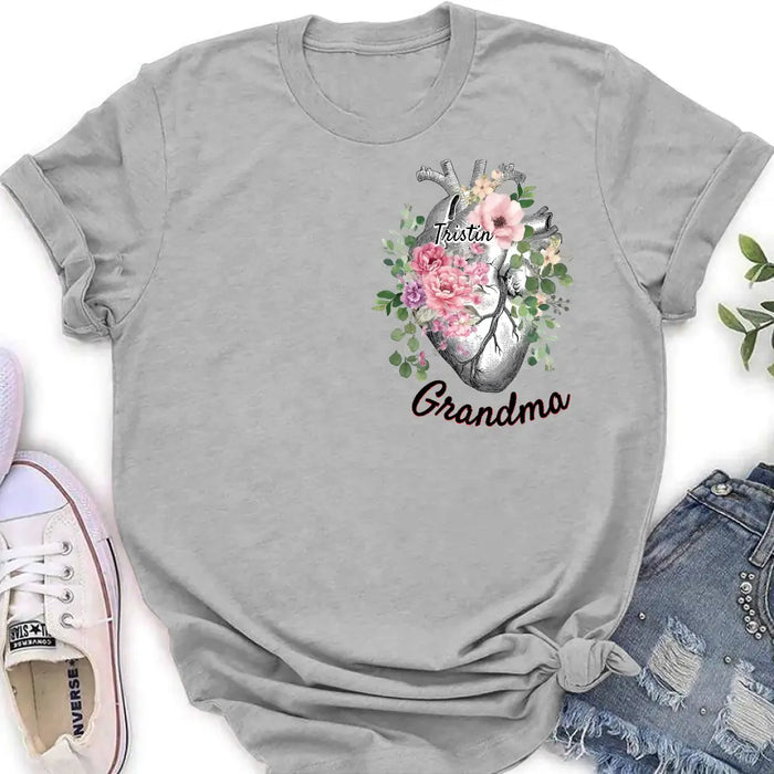 Custom Personalized Spring Floral Heart Shirt/Hoodie - Upto 10 Kids - Mother's Day Gift Idea for Mom/Grandma - Grandma