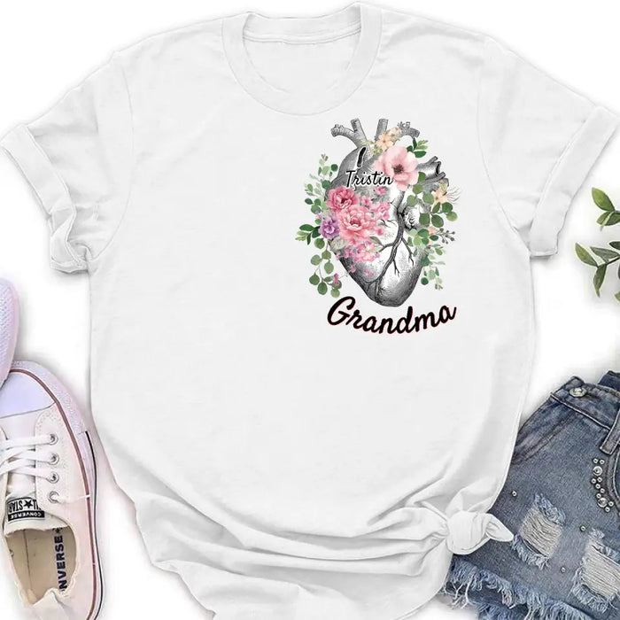 Custom Personalized Spring Floral Heart Shirt/Hoodie - Upto 10 Kids - Mother's Day Gift Idea for Mom/Grandma - Grandma