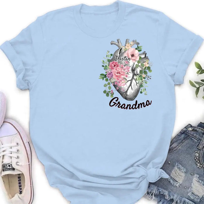 Custom Personalized Spring Floral Heart Shirt/Hoodie - Upto 10 Kids - Mother's Day Gift Idea for Mom/Grandma - Grandma