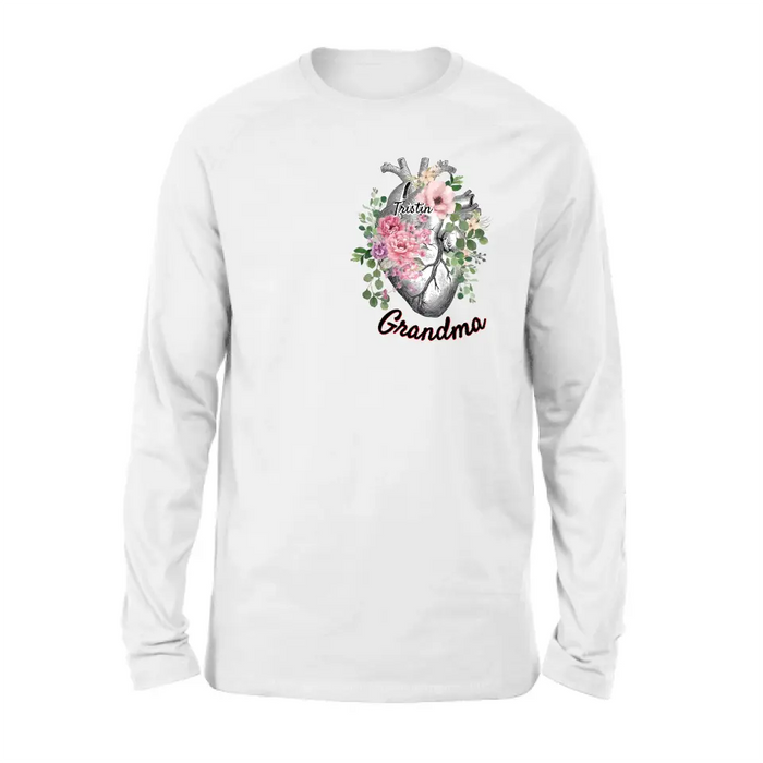 Custom Personalized Spring Floral Heart Shirt/Hoodie - Upto 10 Kids - Mother's Day Gift Idea for Mom/Grandma - Grandma