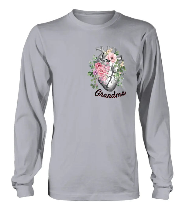 Custom Personalized Spring Floral Heart Shirt/Hoodie - Upto 10 Kids - Mother's Day Gift Idea for Mom/Grandma - Grandma